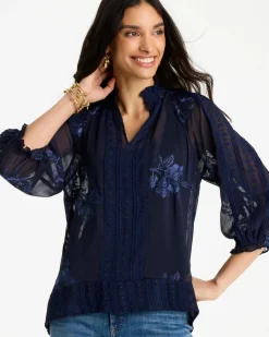Embellished Splitneck Blouse