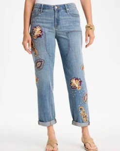 Embellished Vintage Boyfriend Crop Jeans