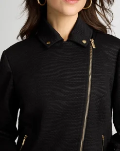 Embossed Knit Moto Jacket