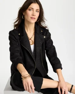 Embossed Knit Moto Jacket