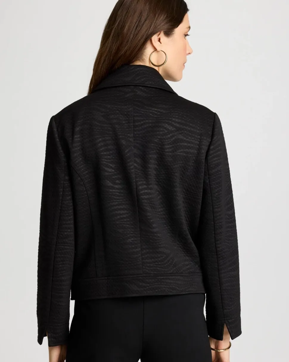 Embossed Knit Moto Jacket