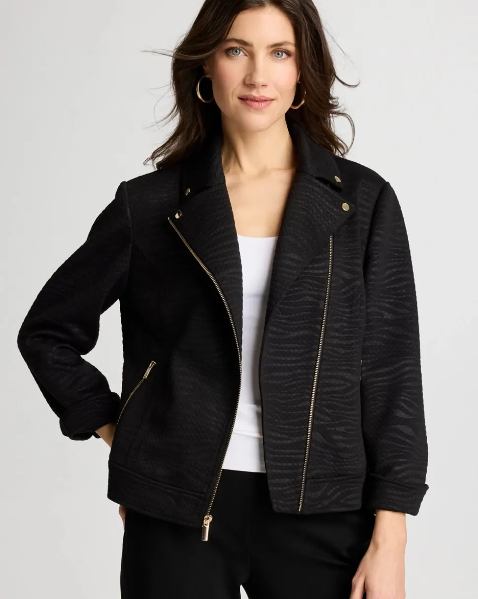 Embossed Knit Moto Jacket