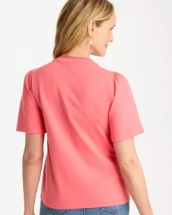 Embroidered Button-Front Tee