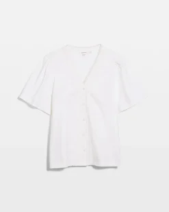 Embroidered Button-Front Tee