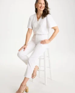 Embroidered Button-Front Tee