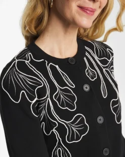 Embroidered Crewneck Cardigan Jacket