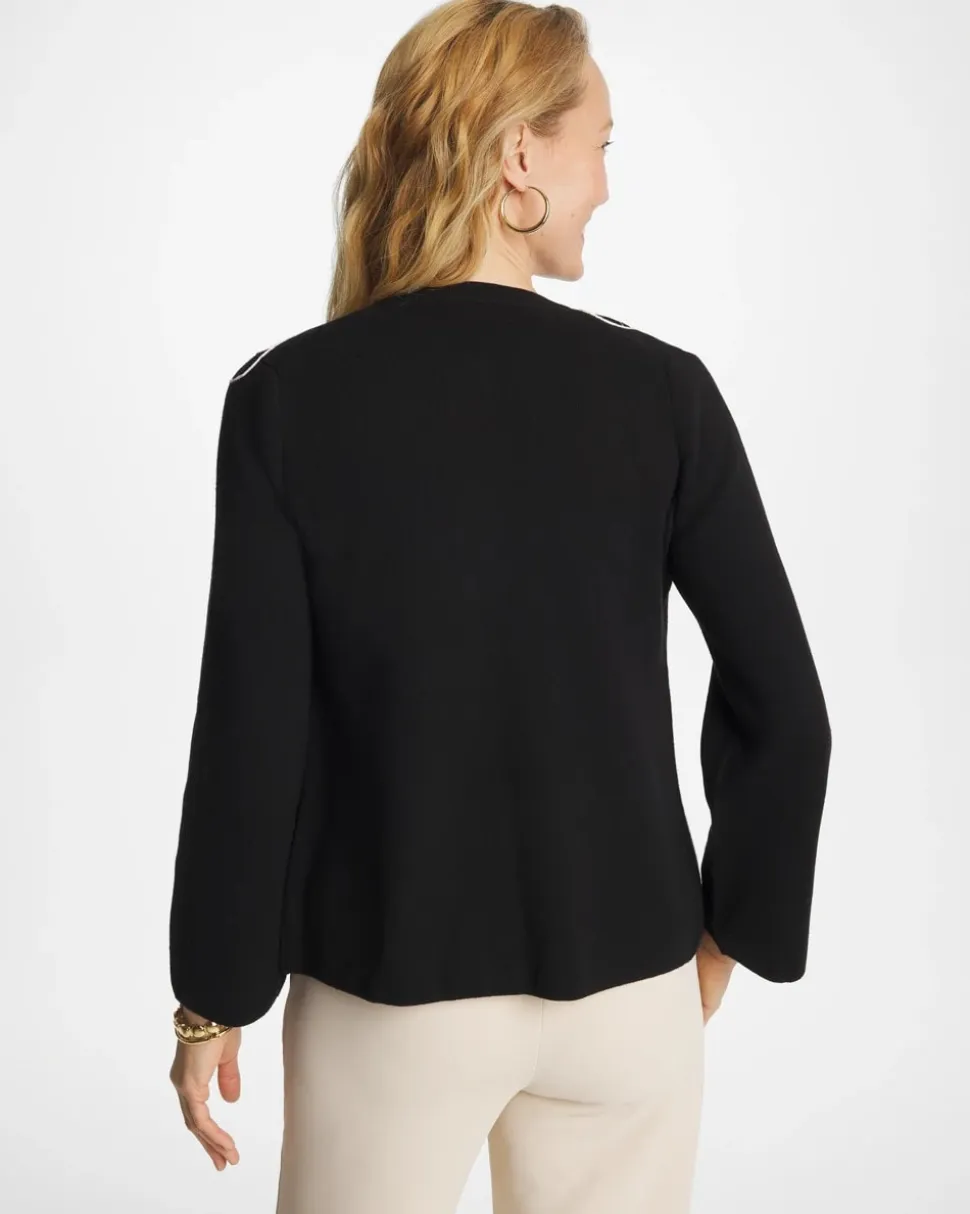 Embroidered Crewneck Cardigan Jacket