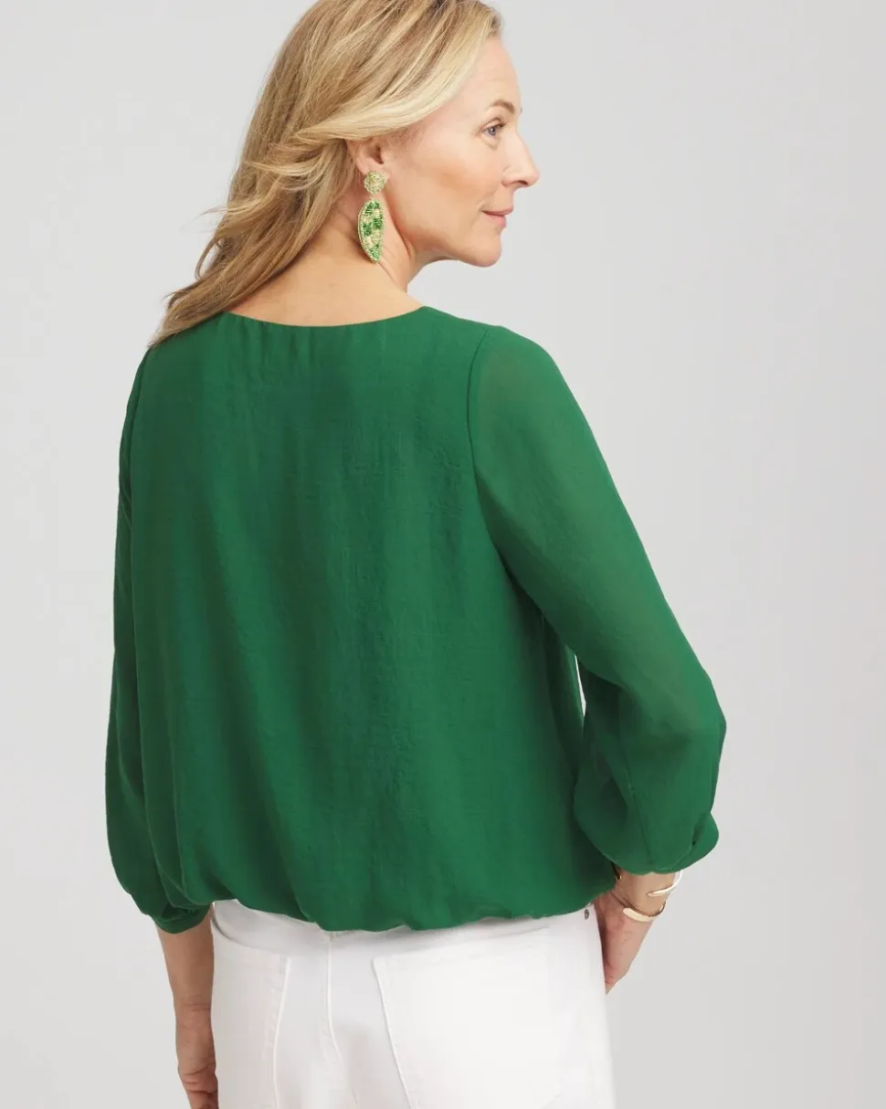 Embroidered Crinkle Chiffon Blouse