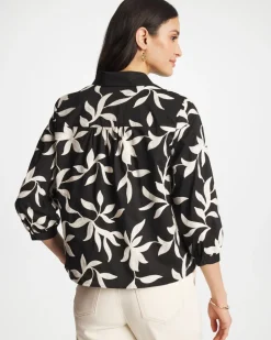 Embroidered Cropped Collared Shirt