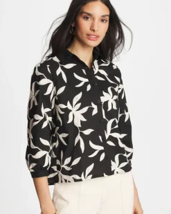 Embroidered Cropped Collared Shirt