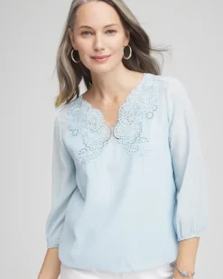 Embroidered Cutout Blouse