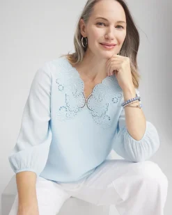 Embroidered Cutout Blouse