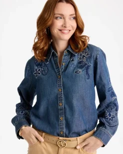 Embroidered Denim Shirt