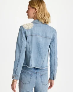 Embroidered Frayed Denim Trucker Jacket