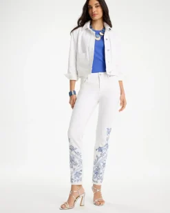 Embroidered Girlfriend Slim Ankle Jeans
