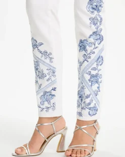 Embroidered Girlfriend Slim Ankle Jeans