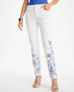 Embroidered Girlfriend Slim Ankle Jeans