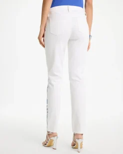 Embroidered Girlfriend Slim Ankle Jeans
