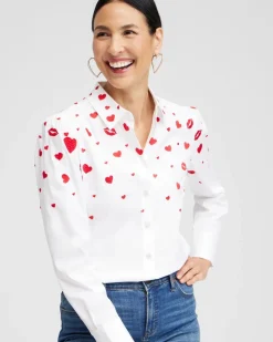 Embroidered Hearts Shirt