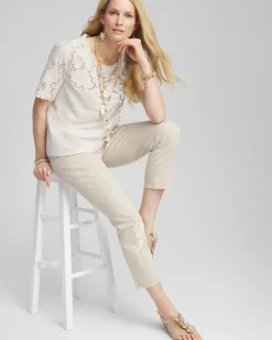 Embroidered Lace Linen Tee