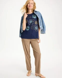 Embroidered Linen Dolman Tee