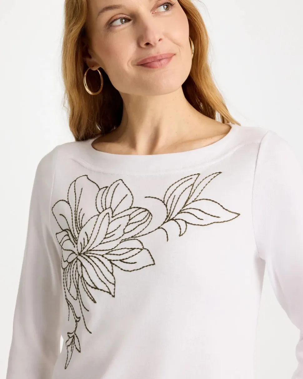 Embroidered Pima 3/4 Sleeve Tee