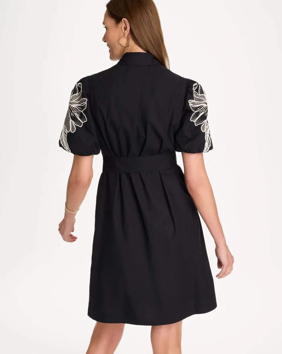 Embroidered Poplin Cotton Belted Dress