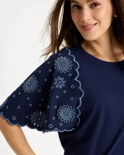 Embroidered Scallop Tee