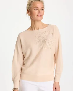Embroidered 3/4 Sleeve Sweater