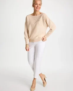 Embroidered 3/4 Sleeve Sweater