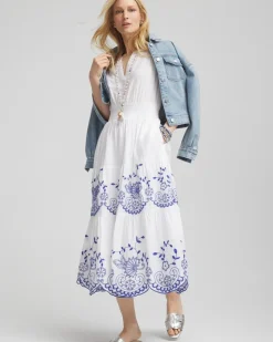 Embroidered Smocked Waist Dress