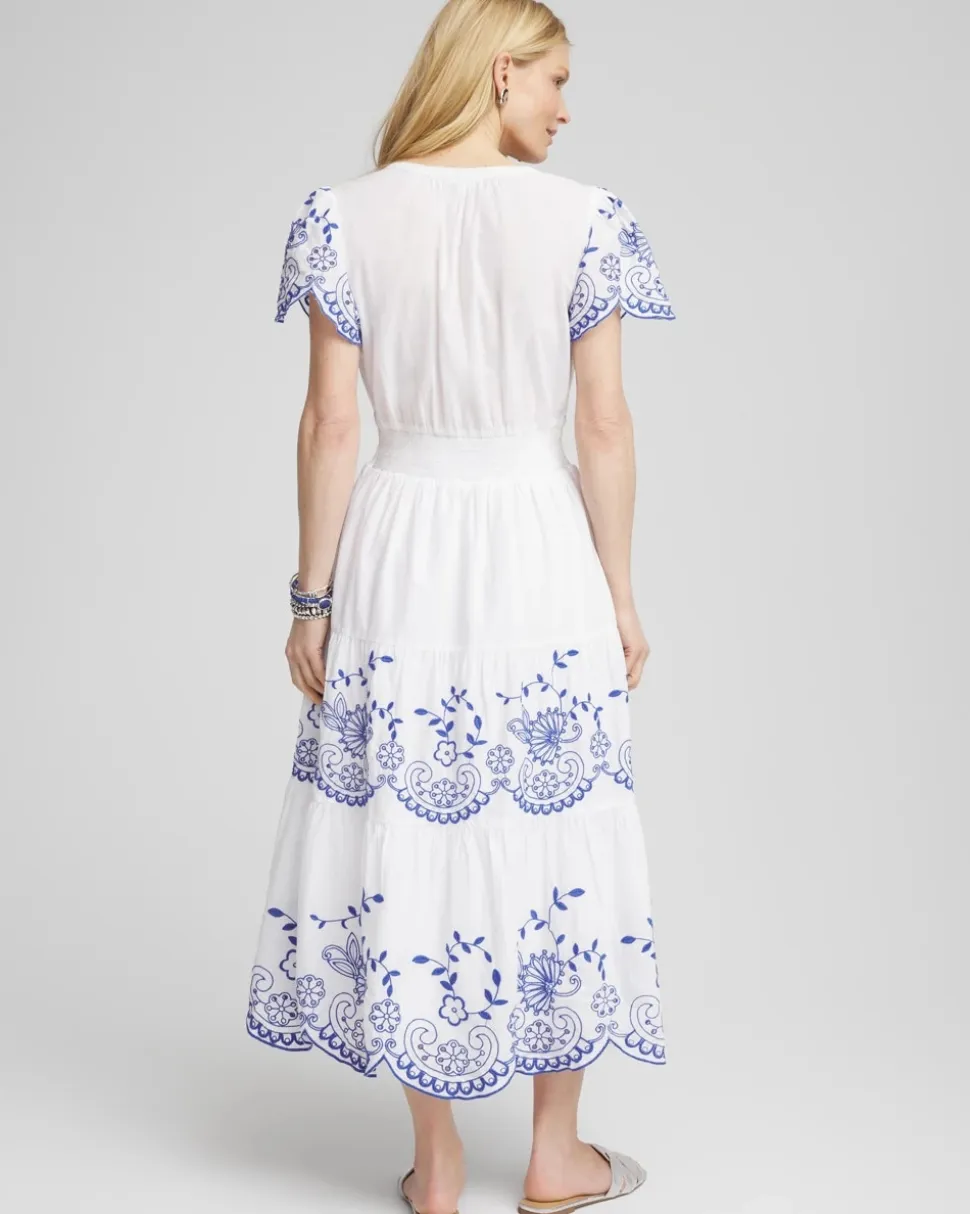 Embroidered Smocked Waist Dress