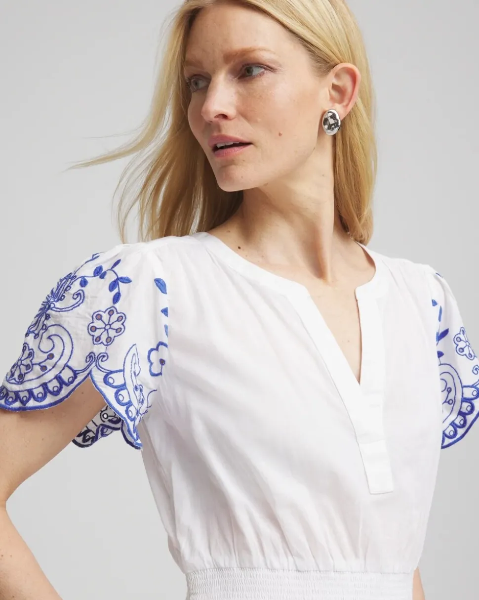 Embroidered Smocked Waist Dress