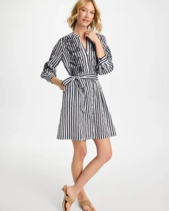 Embroidered Striped Dress