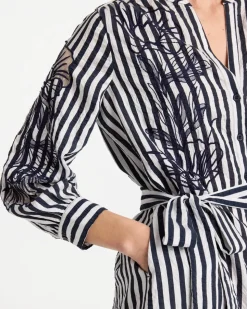 Embroidered Striped Dress