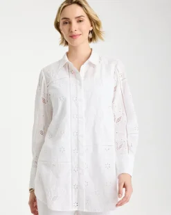 Embroidered Trapunto-Trim Tunic