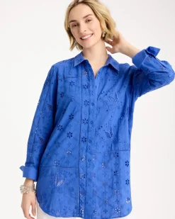 Embroidered Trapunto-Trim Tunic