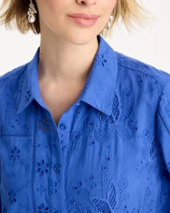 Embroidered Trapunto-Trim Tunic