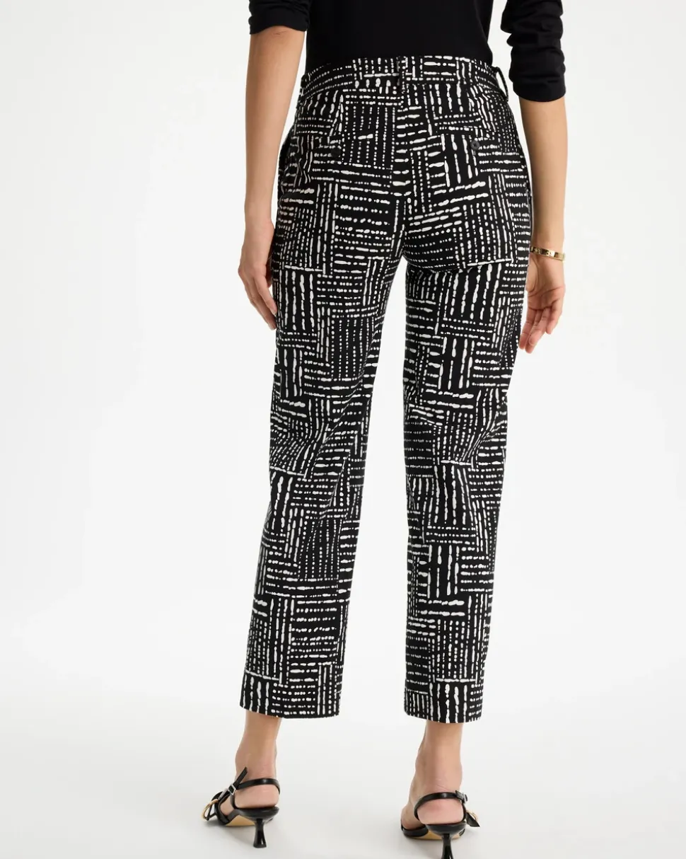 Emme Fly Front Straight Printed Crop Pants