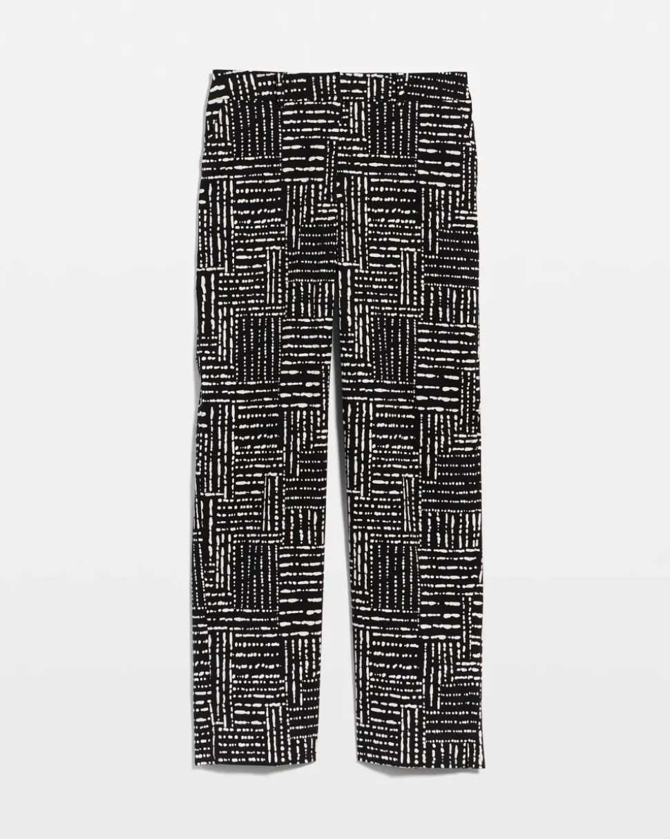 Emme Fly Front Straight Printed Crop Pants