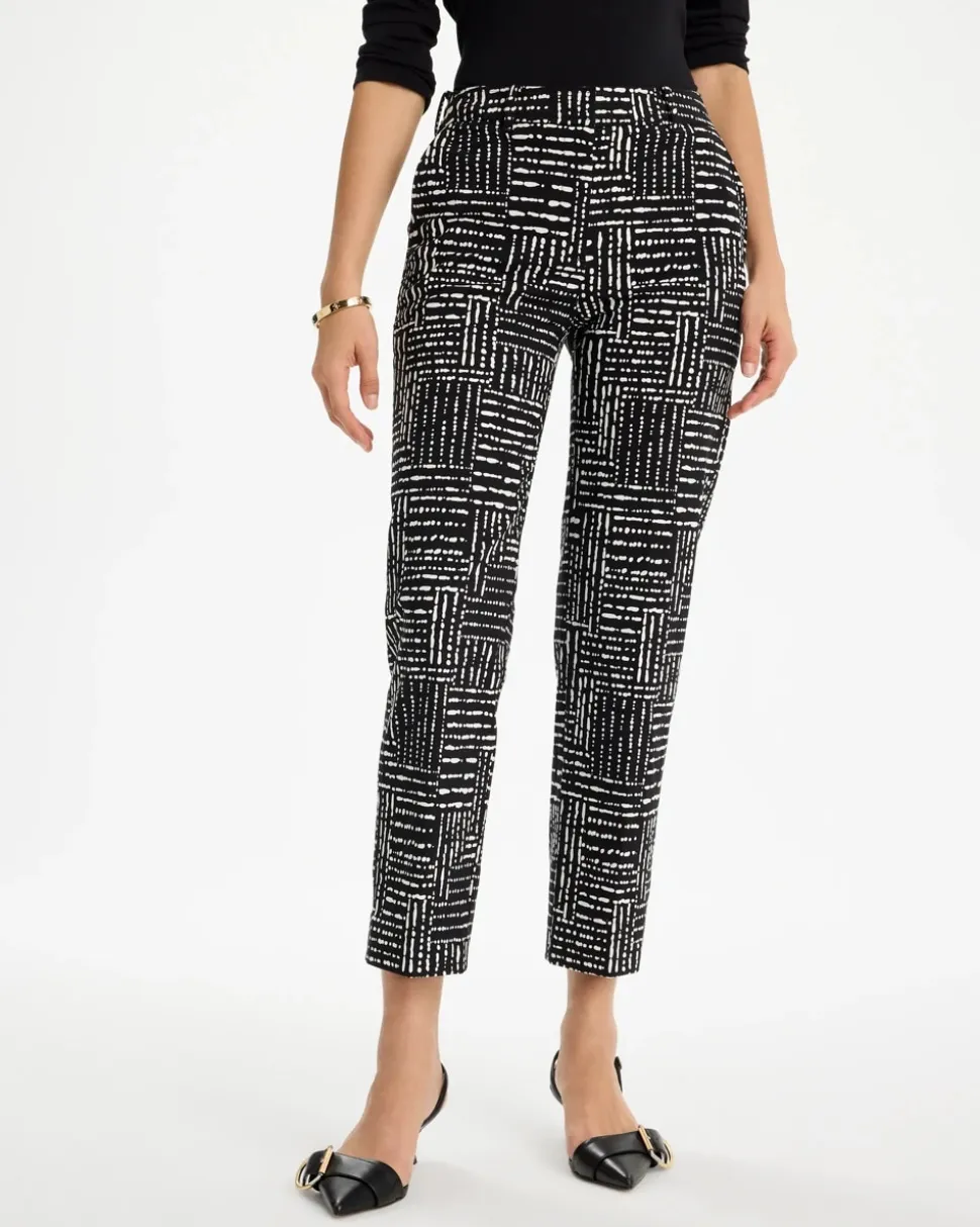Emme Fly Front Straight Printed Crop Pants