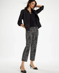 Emme Fly Front Straight Printed Crop Pants