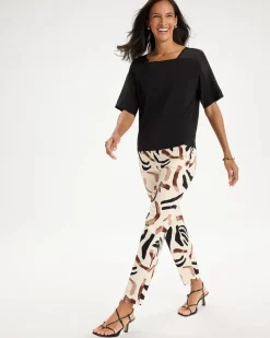 Emme Slim Island Print Straight Crop Pants