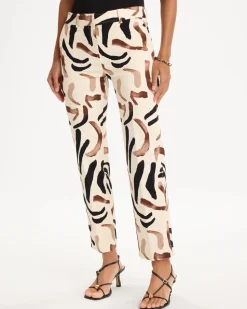 Emme Slim Island Print Straight Crop Pants