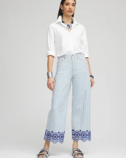 Eyelet High-Rise Wide Cropped Jeans