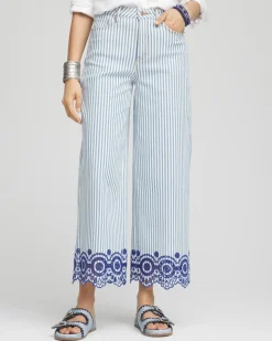 Eyelet High-Rise Wide Cropped Jeans