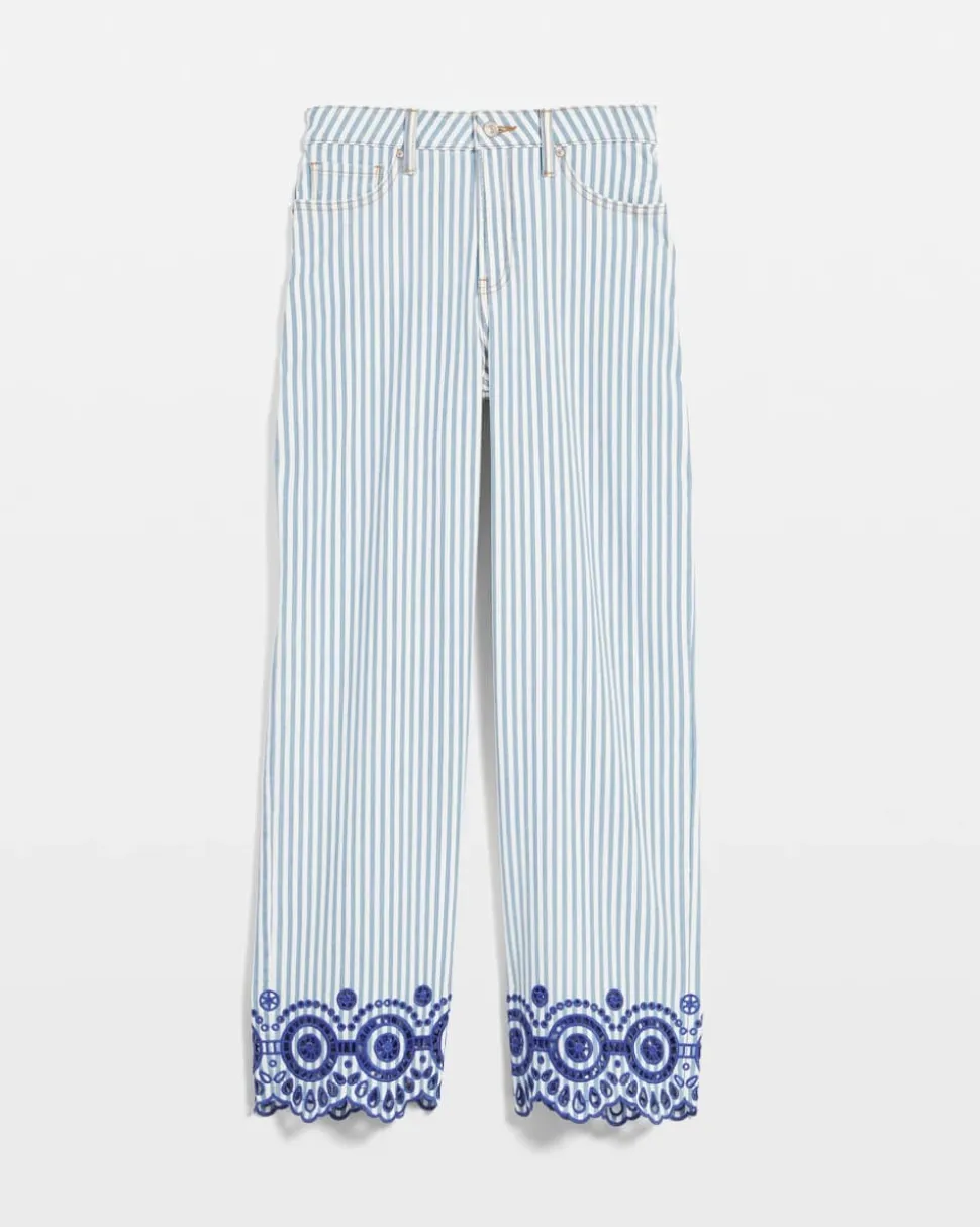 Eyelet High-Rise Wide Cropped Jeans