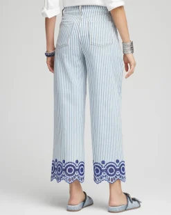 Eyelet High-Rise Wide Cropped Jeans