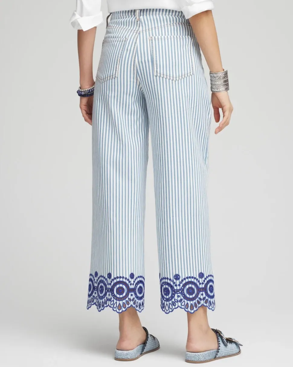 Eyelet High-Rise Wide Cropped Jeans