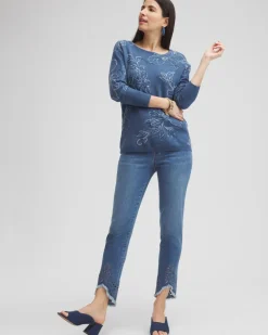 Eyelet Tulip Hem Pull-on Ankle Jeggings